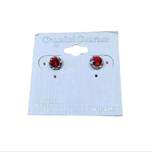 NEW Vintage Crystal Avenue July Ruby Birthstone and Swarovski Elements Earrings - Picture 2 of 8